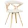 Gardenia Cream Fabric and Natural Wood Modern Swivel Dining Chair