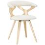 Gardenia Cream Fabric and Natural Wood Modern Swivel Dining Chair in scene
