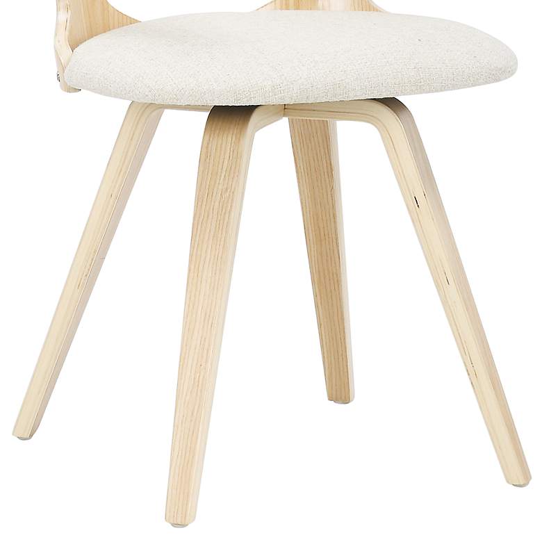 Image 5 Gardenia Cream Fabric and Natural Wood Modern Swivel Dining Chair more views