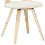 Gardenia Cream Fabric and Natural Wood Modern Swivel Dining Chair in scene