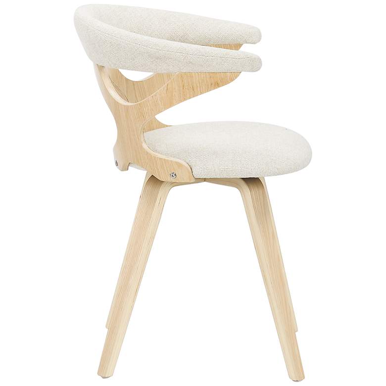 Image 6 Gardenia Cream Fabric and Natural Wood Modern Swivel Dining Chair more views
