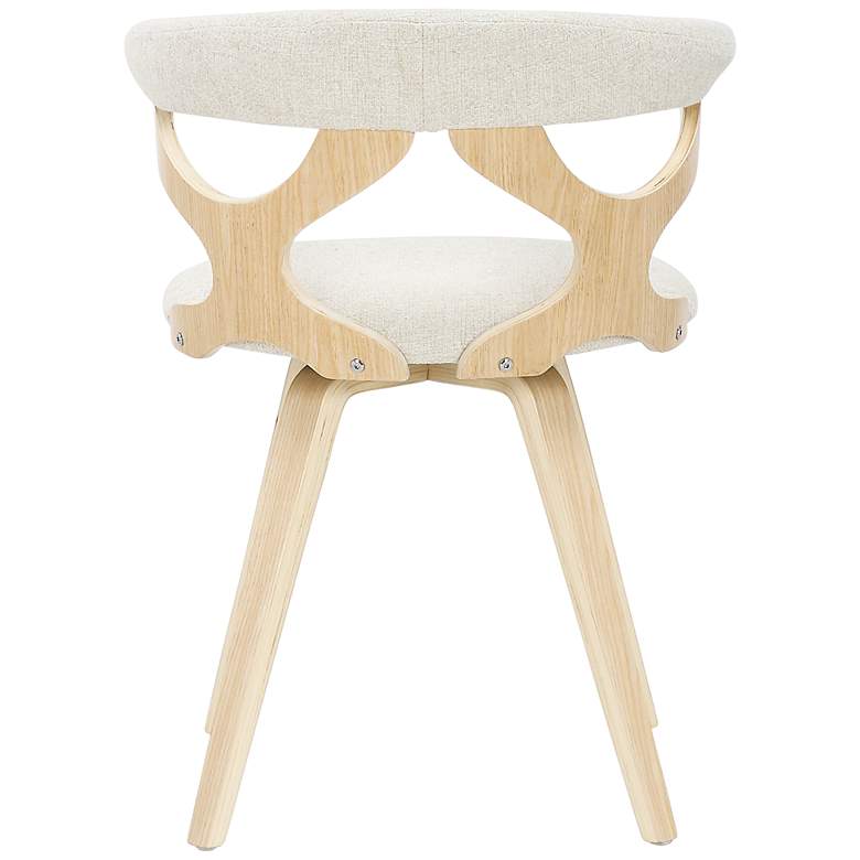 Image 7 Gardenia Cream Fabric and Natural Wood Modern Swivel Dining Chair more views