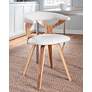 Gardenia Cream Fabric and Zebra Wood Modern Swivel Dining Chair in scene