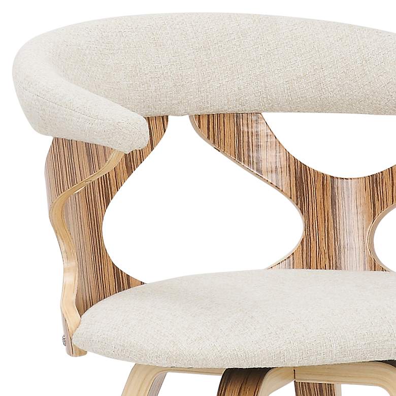 Image 4 Gardenia Cream Fabric and Zebra Wood Modern Swivel Dining Chair more views