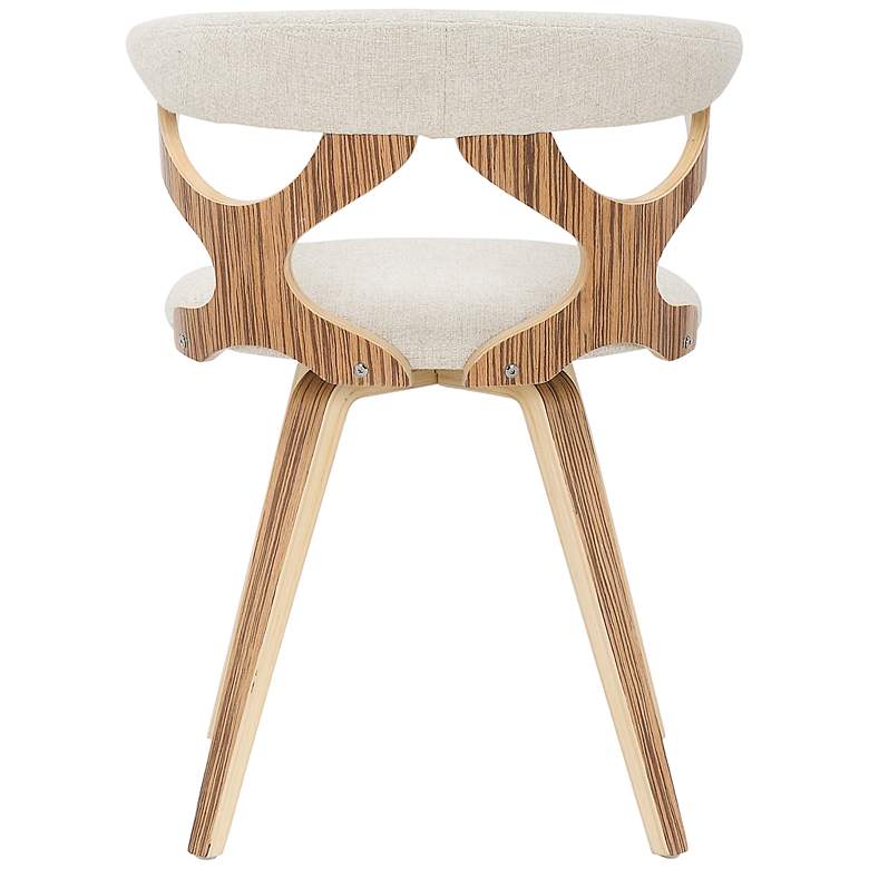 Image 7 Gardenia Cream Fabric and Zebra Wood Modern Swivel Dining Chair more views