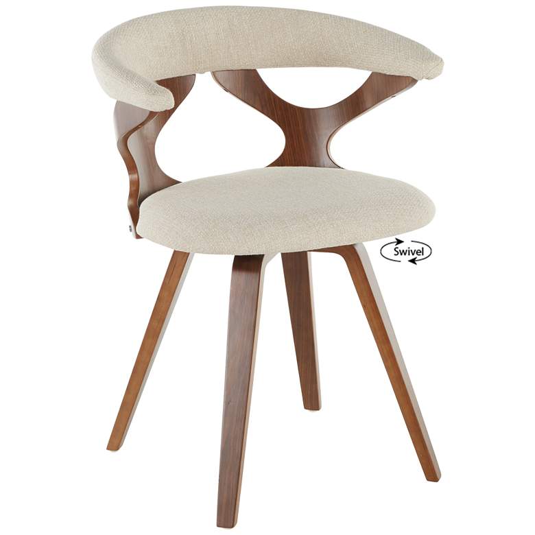 Image 1 Gardenia Dining/Accent Chair in Walnut and Cream Fabric by LumiSource