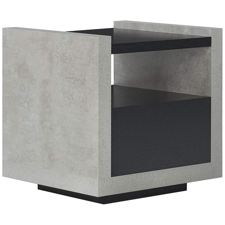 Image 1 Gare 17 3/4" Wide Black and Stone-Line Storage End Table