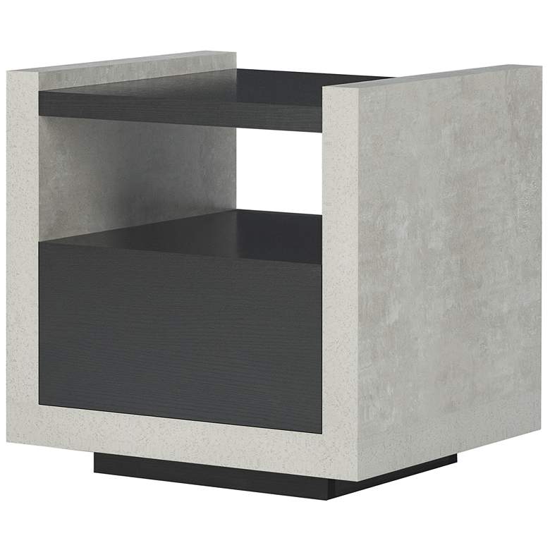 Image 4 Gare 17 3/4 inch Wide Black and Stone-Line Storage End Table more views