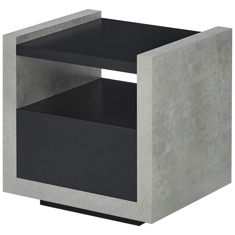Image 5 Gare 17 3/4" Wide Black and Stone-Line Storage End Table more views