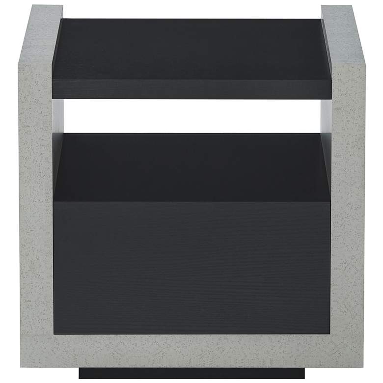 Image 6 Gare 17 3/4" Wide Black and Stone-Line Storage End Table more views