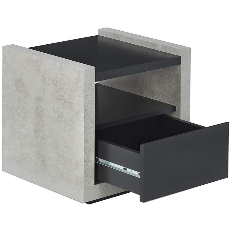 Image 7 Gare 17 3/4" Wide Black and Stone-Line Storage End Table more views