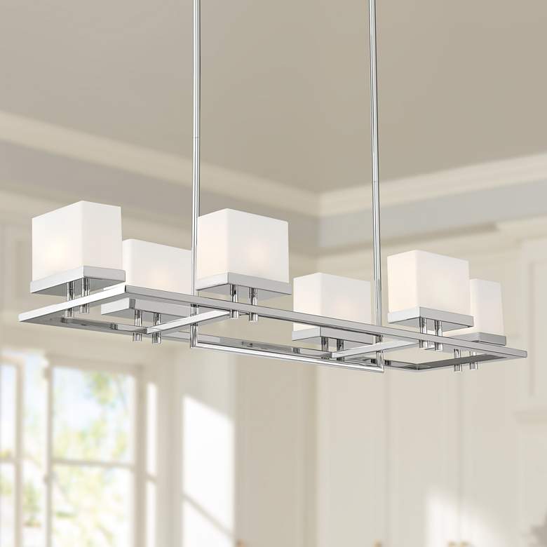 Image 1 Gareth 38 1/2" Wide Chrome Kitchen Island Light Chandelier