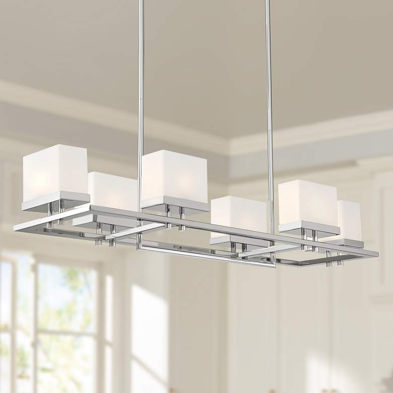 Image 1 Gareth 38 1/2 inch Wide Chrome Kitchen Island Light Chandelier