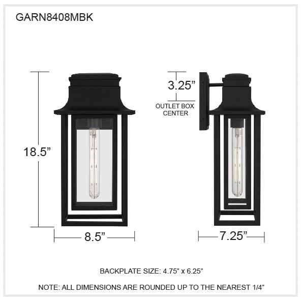 Garner 1-Light Matte Black Outdoor Wall Lantern