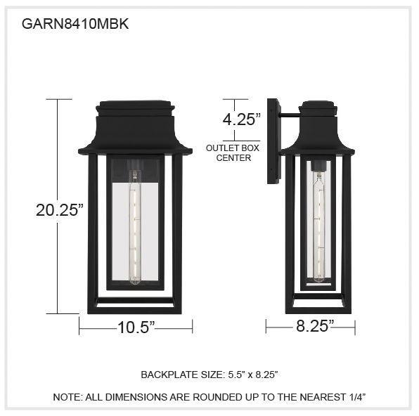 Garner 1-Light Matte Black Outdoor Wall Lantern