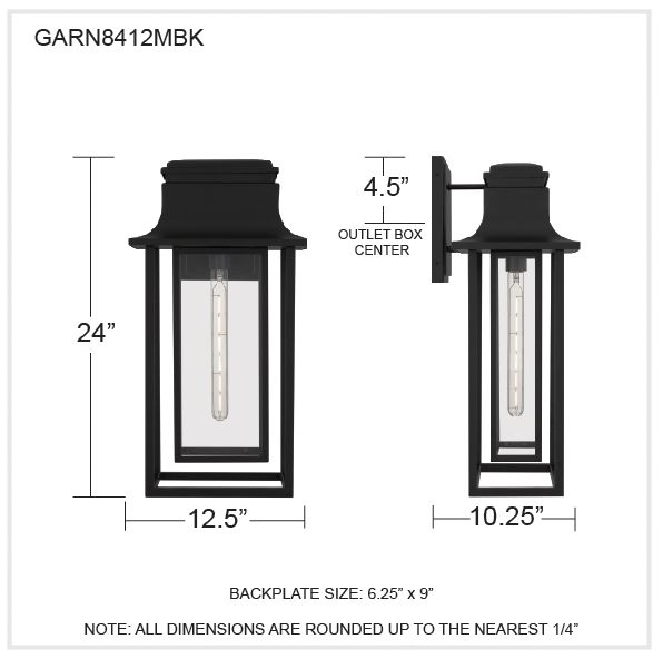 Garner 1-Light Matte Black Outdoor Wall Lantern