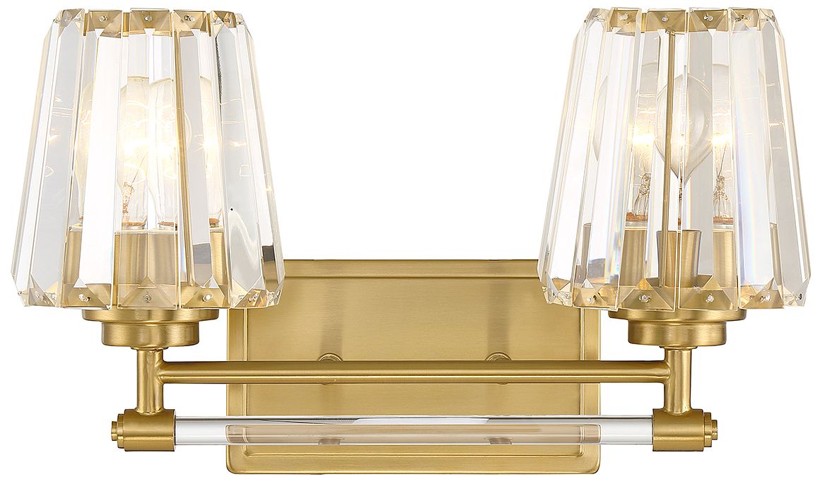 Garnet 2-Light Bathroom Vanity Light in Warm Brass