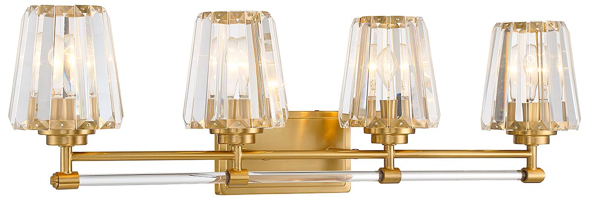 Image 3 Garnet 4-Light Bathroom Vanity Light in Warm Brass more views