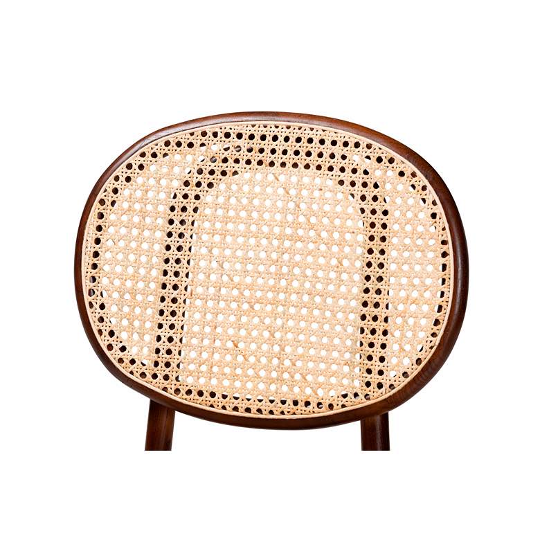 Image 3 Garold Beige Rattan Walnut Brown Wood Dining Chairs Set of 2 more views