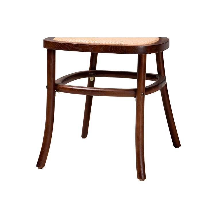 Image 4 Garold Beige Rattan Walnut Brown Wood Dining Chairs Set of 2 more views