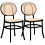 2_Garold Beige Woven Rattan Black Wood Dining Chairs Set of 2