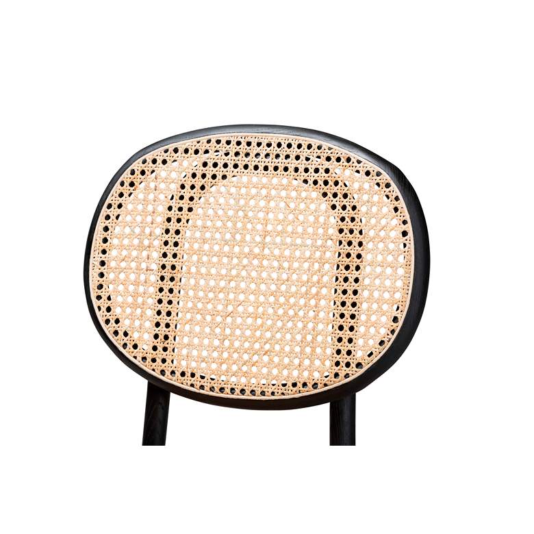 Image 3 Garold Beige Woven Rattan Black Wood Dining Chairs Set of 2 more views