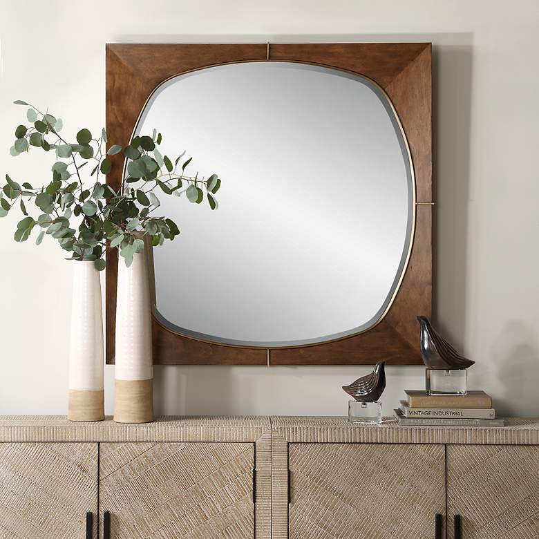 Image 1 Garonne 40" Square Wood Wall Mirror