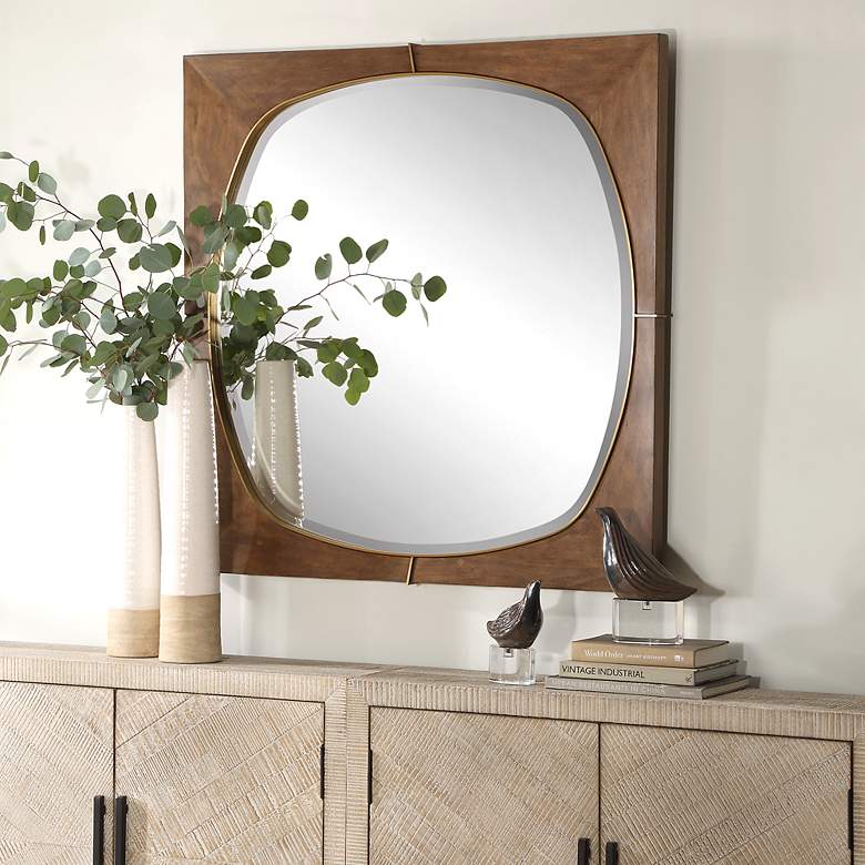 Image 3 Garonne 40" Square Wood Wall Mirror more views