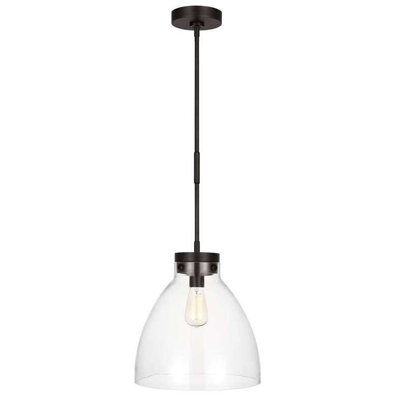 Image 1 Garrett 13 1/2" Wide Aged Iron and Clear Glass Pendant Light