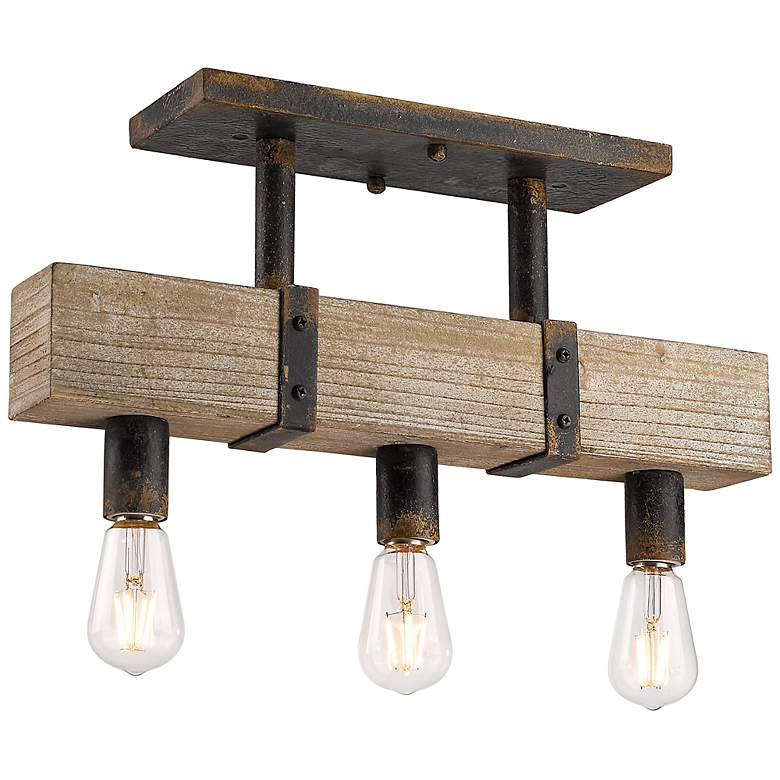 Image 2 Garrett 20 1/4"W Antique Black Iron 3-Light Ceiling Light