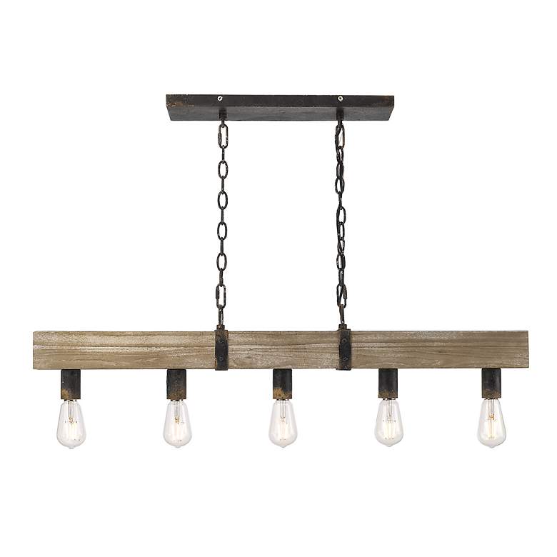 Image 3 Garrett 39 1/2"W Antique Black Iron 5-Light Linear Pendant more views