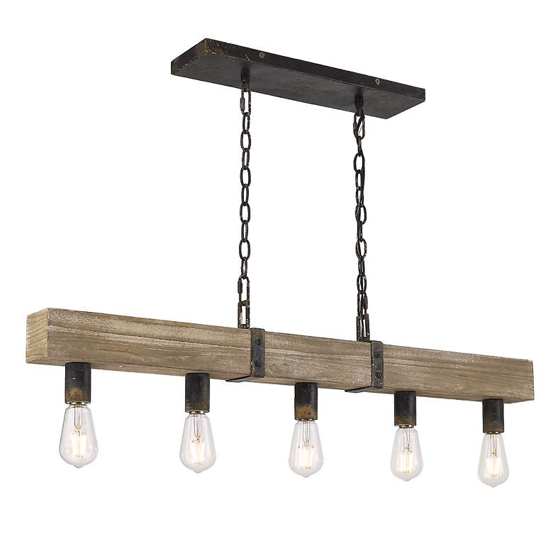 Image 4 Garrett 39 1/2"W Antique Black Iron 5-Light Linear Pendant more views