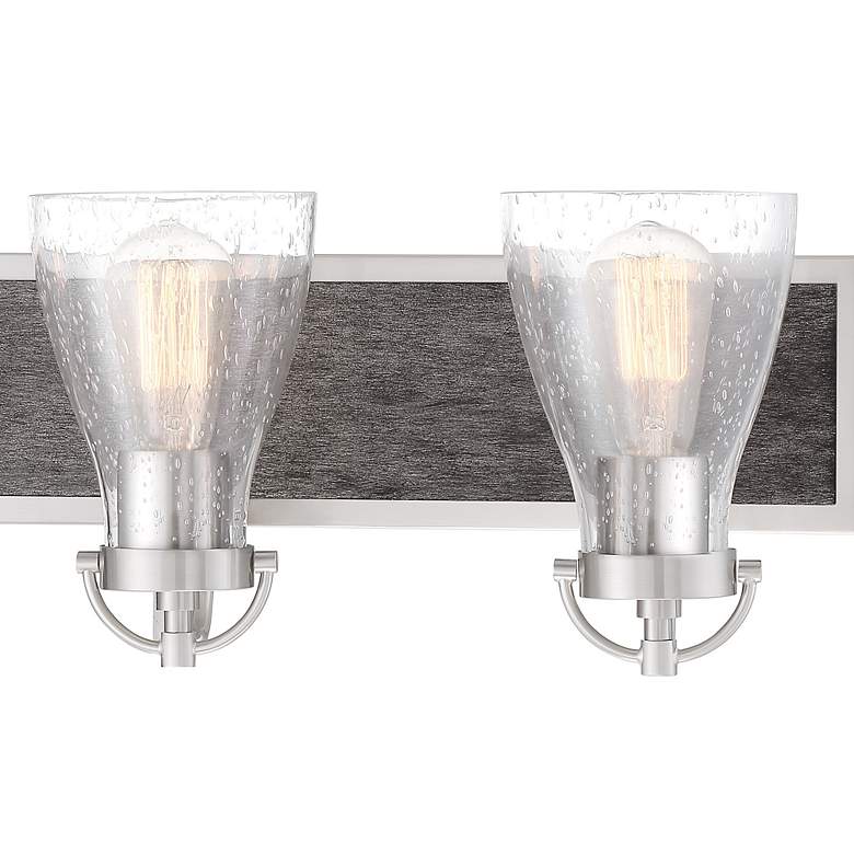 Image 2 Garrison 24 inch Wide Brushed Nickel and Wood 3-Light Bath Light more views