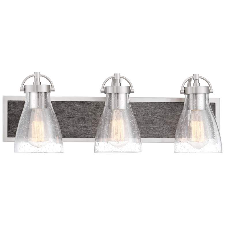 Image 3 Garrison 24 inch Wide Brushed Nickel and Wood 3-Light Bath Light more views