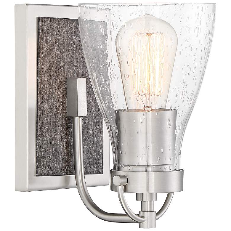 Garrison 8 1/2&quot; High Brushed Nickel and Wood Wall Sconce