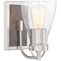 Garrison 8 1/2" High Brushed Nickel and Wood Wall Sconce