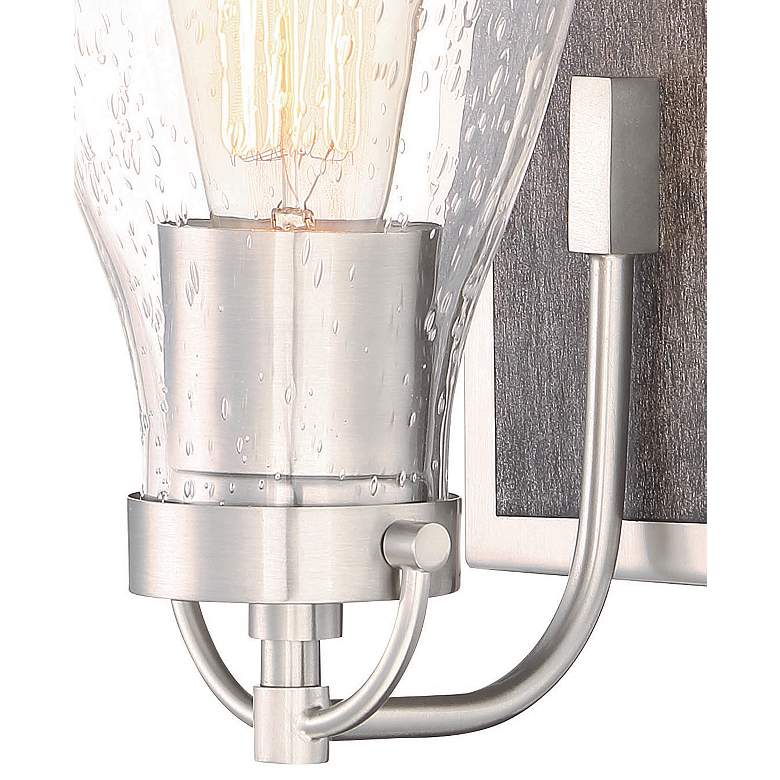 Image 2 Garrison 8 1/2" High Brushed Nickel and Wood Wall Sconce more views