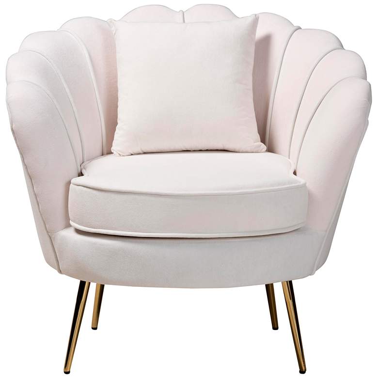 Image 6 Garson Beige Velvet Fabric Tufted Accent Chair more views