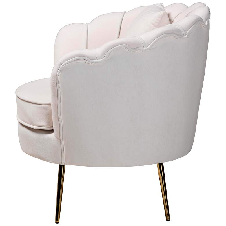 Image 7 Garson Beige Velvet Fabric Tufted Accent Chair more views