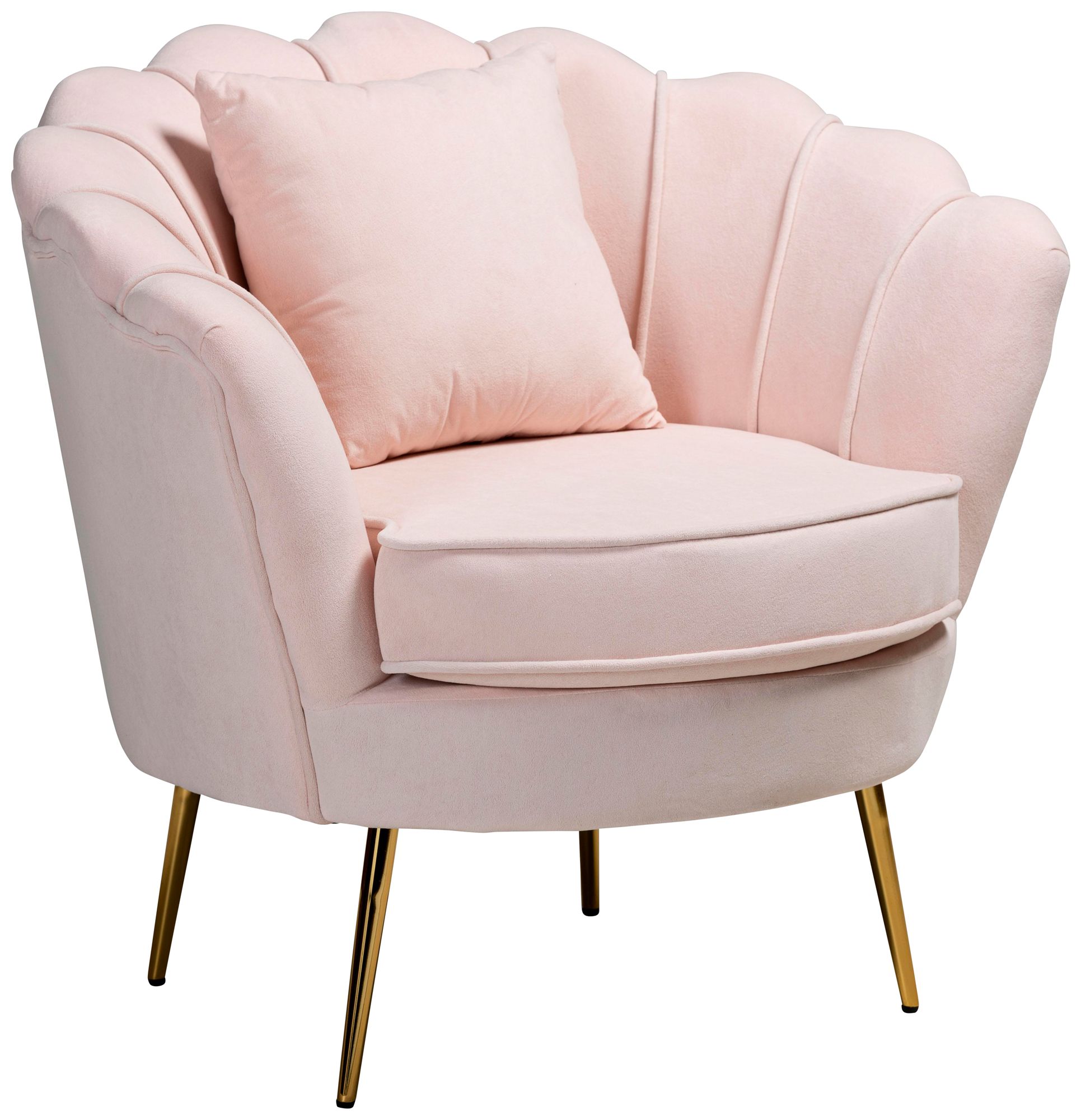 Garson Blush Pink Velvet Fabric Tufted Accent Chair 512Y2