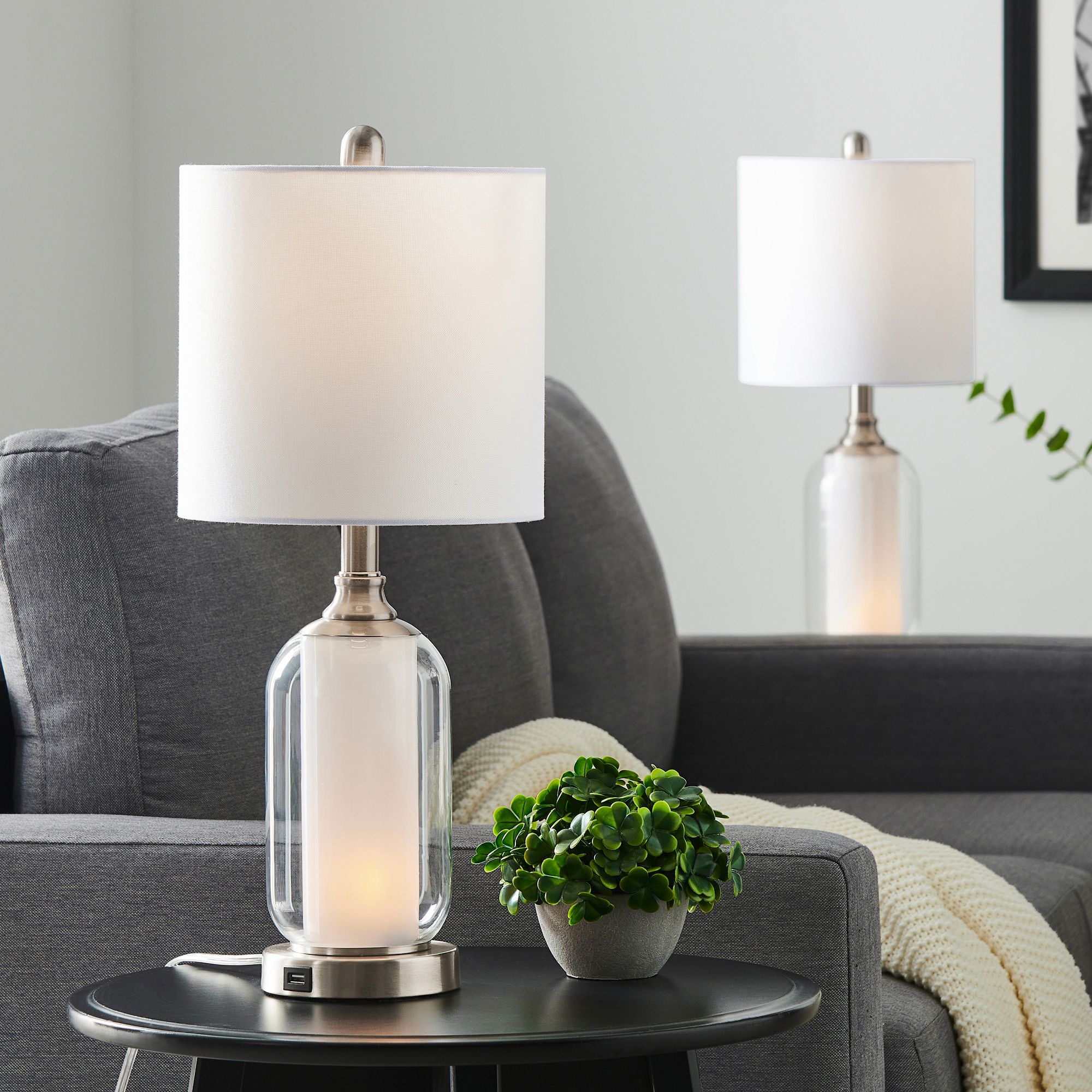 light gray dining room