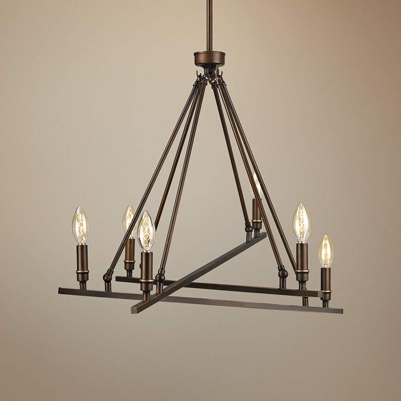 Image 1 Garvin 27 inchW Rubbed Bronze Asymmetrical 6-Light Chandelier