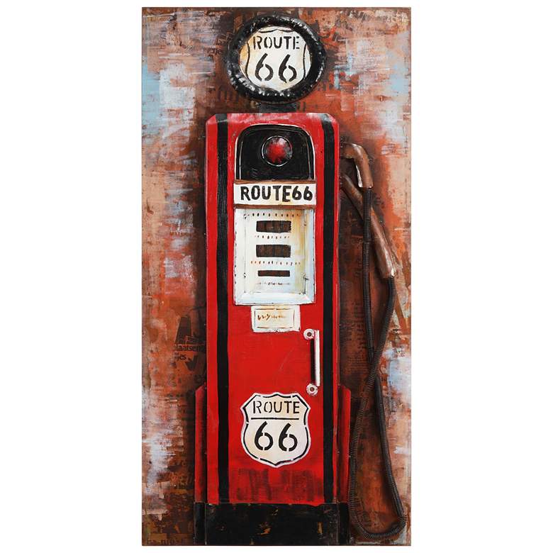 Image 2 Gas Pump" Mixed Media Iron Hand Painted Dimensional Wall Art