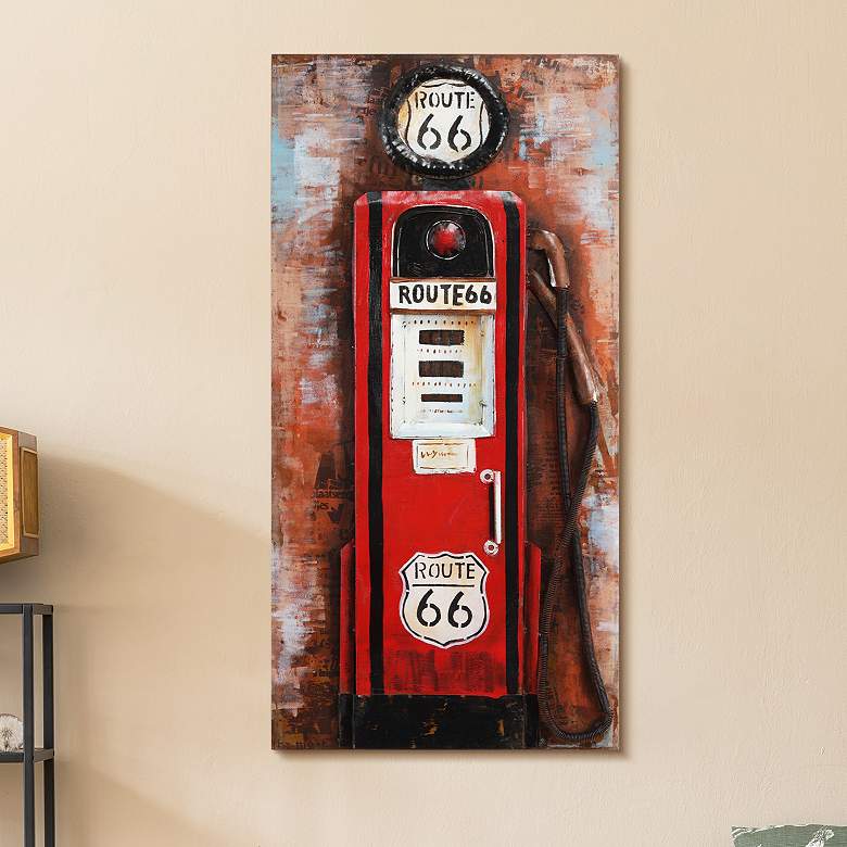 Image 1 Gas Pump" Mixed Media Iron Hand Painted Dimensional Wall Art