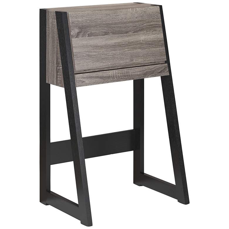 Image 1 Gase 26 inch Wide Distressed Gray and Black Fold Down Desk