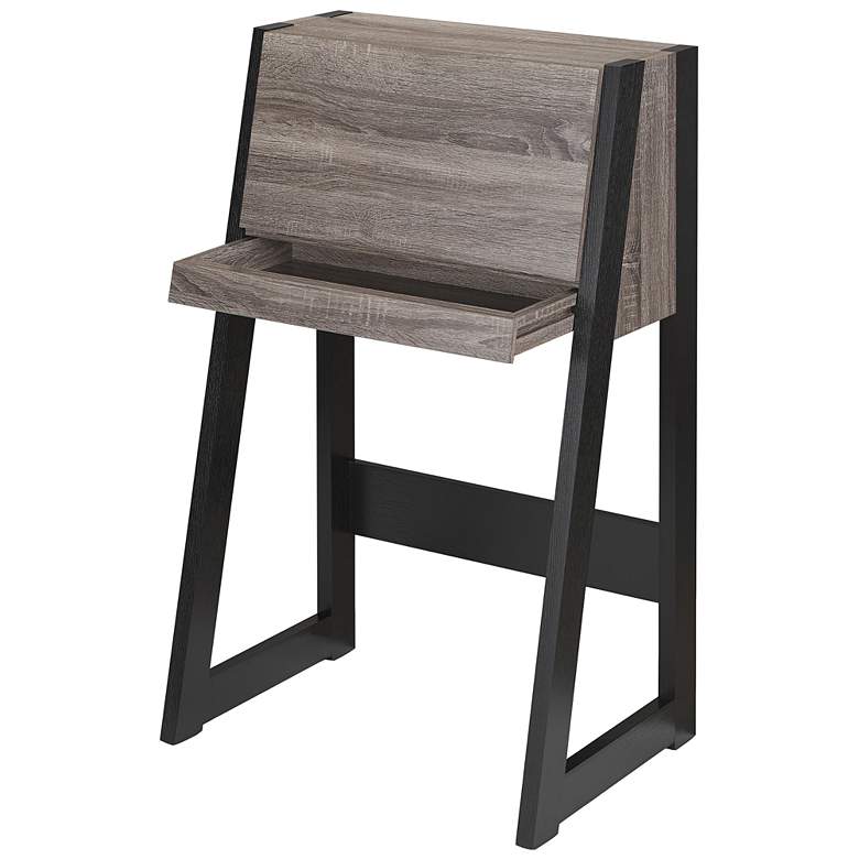 Image 5 Gase 26" Wide Distressed Gray and Black Fold Down Desk more views