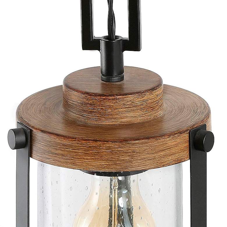 Image 5 Gasil 6" Wide Pine Faux Wood and Black Mini Pendant more views