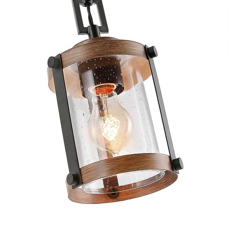 Image 6 Gasil 6" Wide Pine Faux Wood and Black Mini Pendant more views