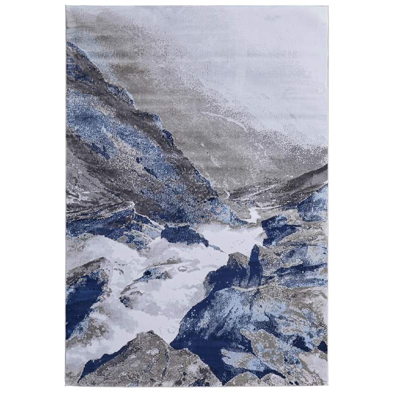 Image 1 Gaspar Modern Abstract Soft Indoor Blue Area Rug 3838F