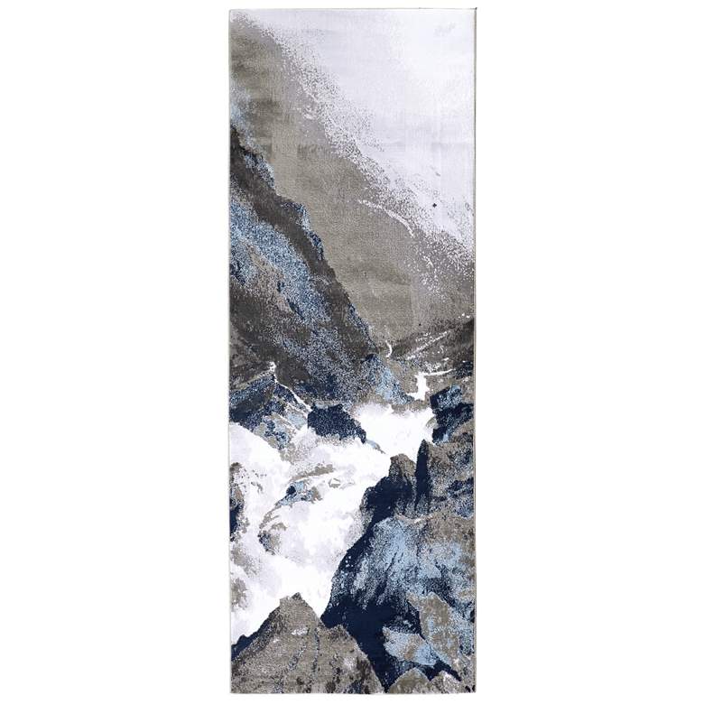 Image 1 Gaspar Modern Abstract Soft Indoor Blue Area Rug 3838F